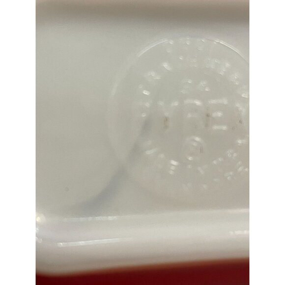 Vintage Pyrex Refrigerator Dishes Red Used Small Square Set of 2 Some Wear - Picture 7 of 16